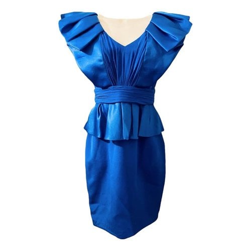 Pre-owned Marchesa Notte Silk Mid-length Dress In Blue