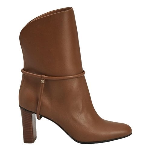 Pre-owned Max Mara Leather Ankle Boots In Brown