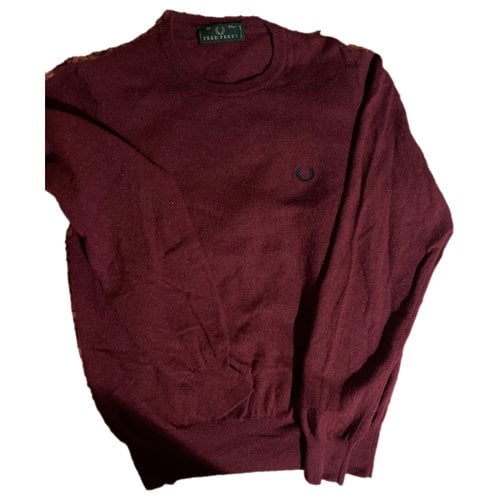 Pre-owned Fred Perry Wool Pull In Burgundy