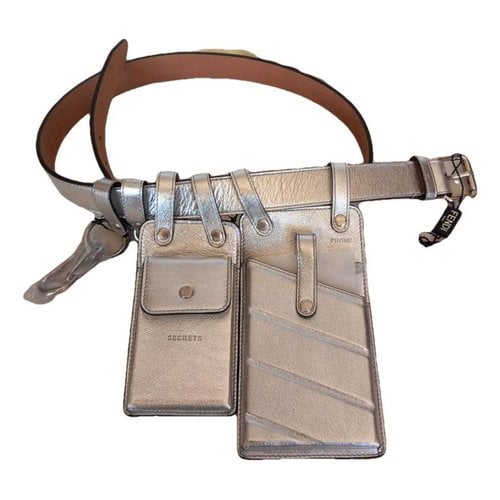 Pre-owned Fendi Multi-accessory Belt Leather Belt In Silver