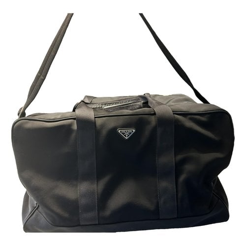 Pre-owned Prada Re-nylon Cloth 48h Bag In Black
