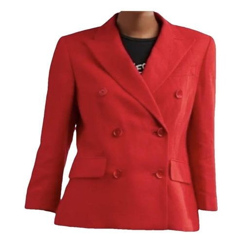 Pre-owned Lauren Ralph Lauren Linen Blazer In Red