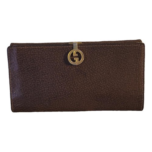 Pre-owned Gucci Interlocking Leather Wallet In Brown