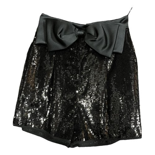 Pre-owned Elisabetta Franchi Glitter Shorts In Black