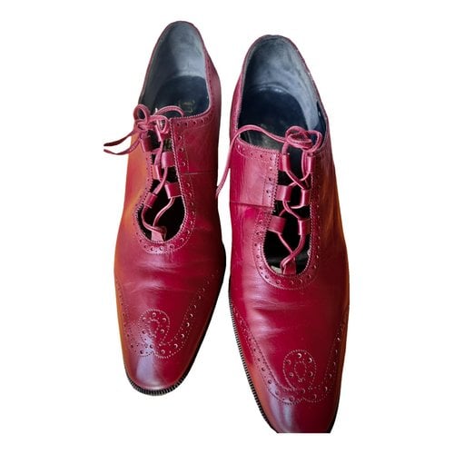 Pre-owned Bruno Magli Leather Lace Ups In Red