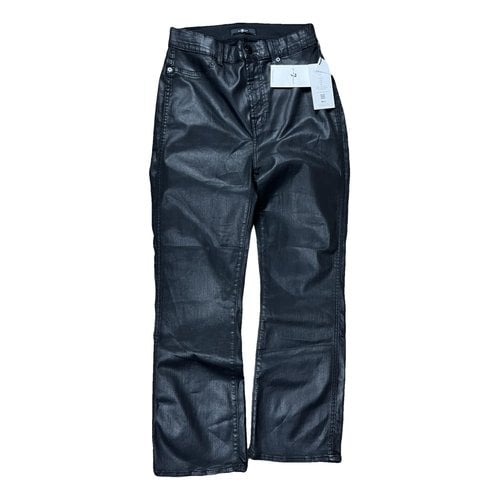 Pre-owned 7 For All Mankind Straight Pants In Black