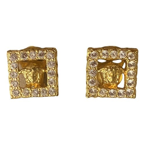 Pre-owned Versace Crystal Earrings In Gold