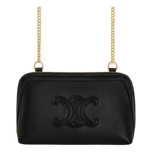 Pre-owned Celine Triomphe Leather Handbag In Black