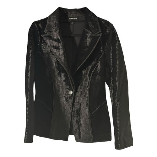 Pre-owned Giorgio Armani Velvet Suit Jacket In Black