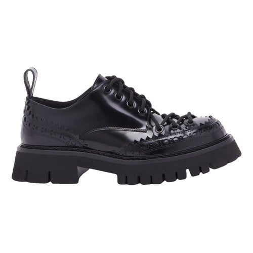 Pre-owned Moschino Leather Lace Ups In Black