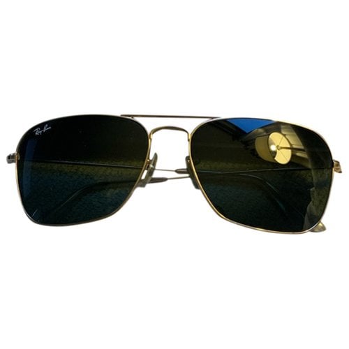 Pre-owned Ray Ban Square Aviator Sunglasses In Gold