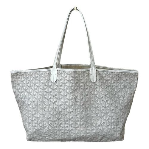Pre-owned Goyard Saint-louis Leather Tote In White