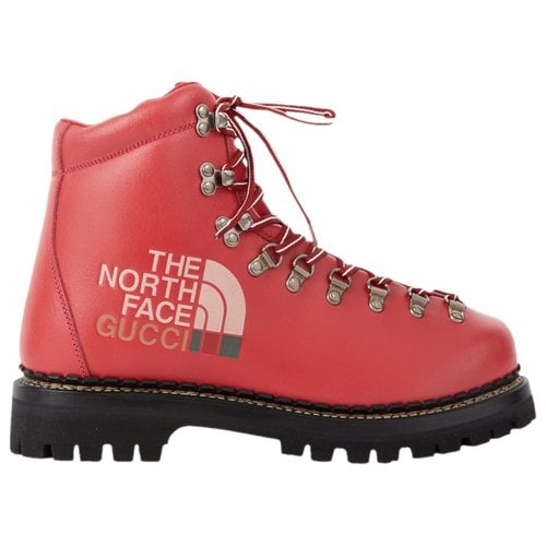 Pre-owned The North Face X Gucci Leather Boots In Red