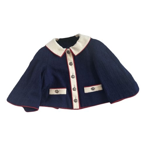 Pre-owned Chanel Wool Cape In Navy