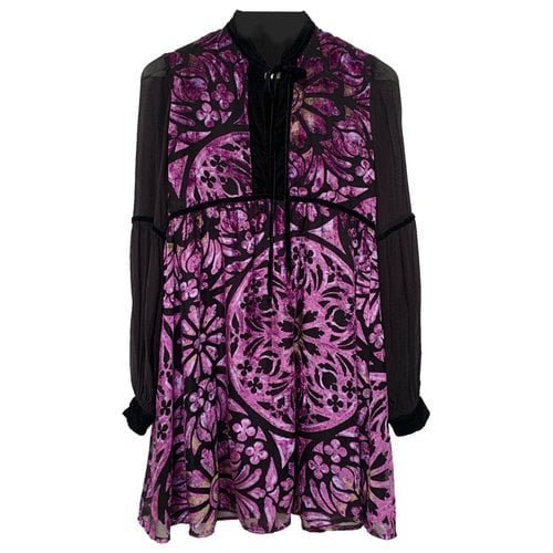 Pre-owned Just Cavalli Velvet Mid-length Dress In Purple