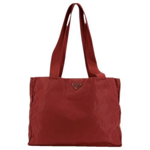 Pre-owned Prada Tessuto City Cloth Tote In Red