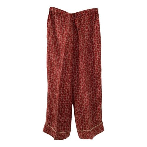 Pre-owned Fendi Silk Trousers In Red