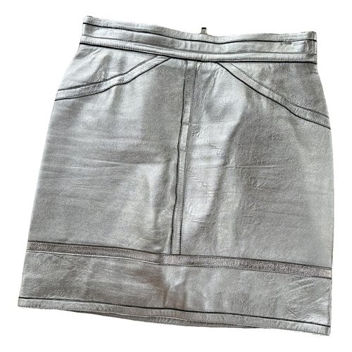 Pre-owned Dsquared2 Leather Mini Skirt In Silver