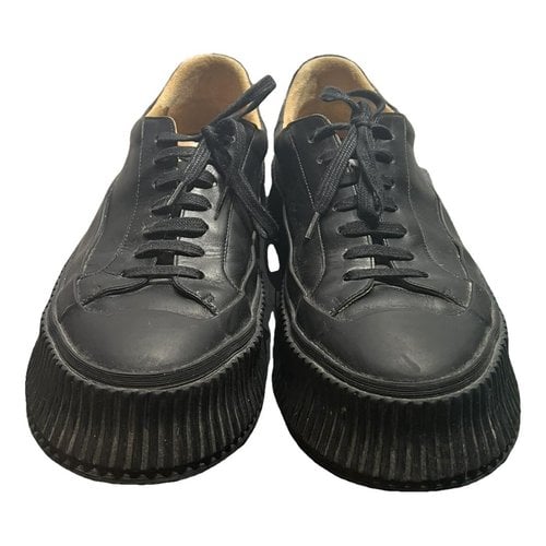 Pre-owned Jil Sander Leather Low Trainers In Black