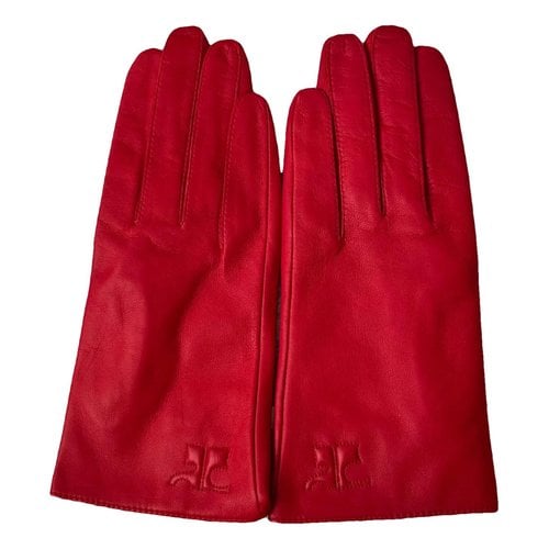 Pre-owned Courrèges Leather Gloves In Red