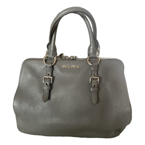 Pre-owned Miu Miu Leather Crossbody Bag In Grey