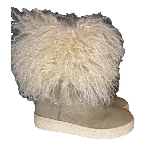 Pre-owned Moncler Ankle Boots In Beige