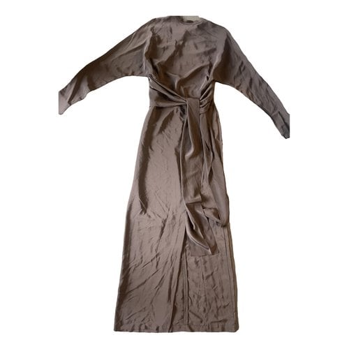 Pre-owned Erika Cavallini Silk Maxi Dress In Brown