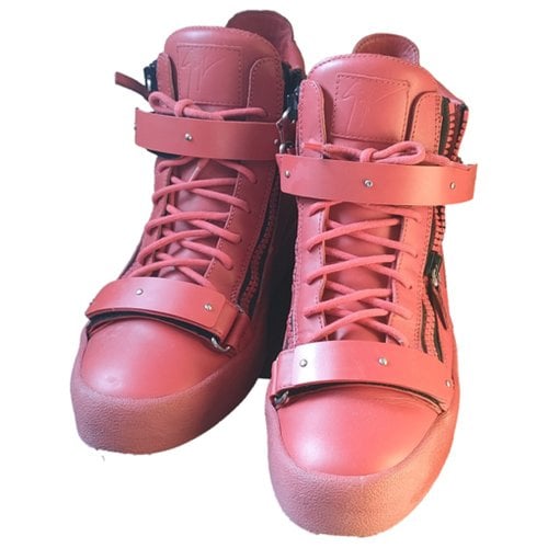 Pre-owned Giuseppe Zanotti Coby Leather High Trainers In Red