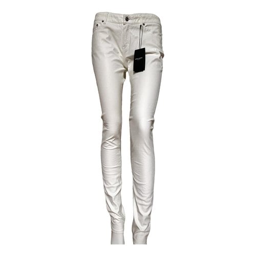 Pre-owned Saint Laurent Slim Pants In White