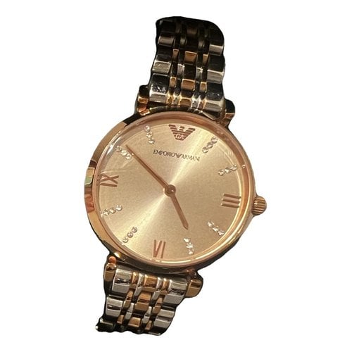 Pre-owned Emporio Armani Watch In Camel