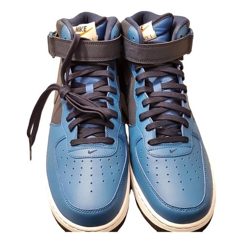 Pre-owned Nike Air Force 1 Leather Lace Ups In Blue