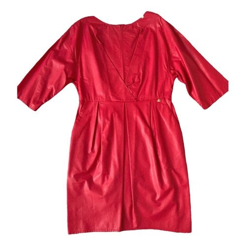 Pre-owned Elisabetta Franchi Vegan Leather Mini Dress In Red