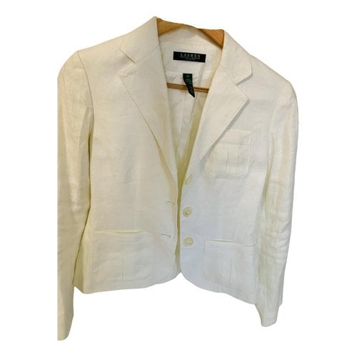 Pre-owned Lauren Ralph Lauren Linen Blazer In White
