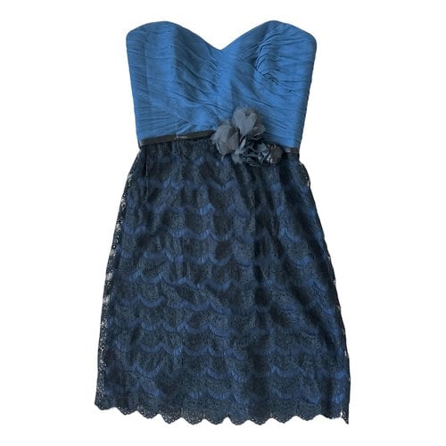 Pre-owned Amsale Lace Mini Dress In Blue