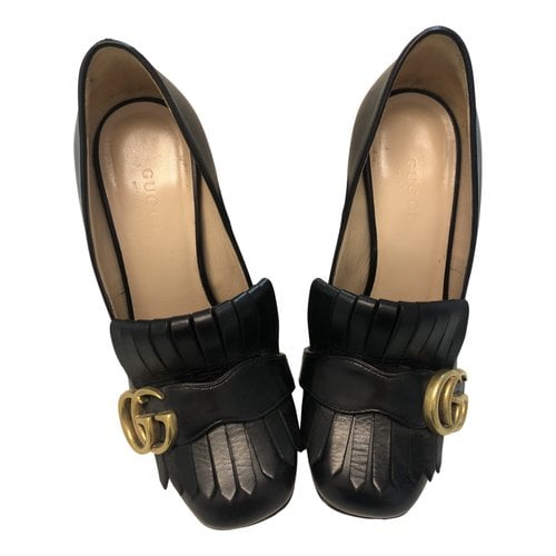 Pre-owned Gucci Marmont Leather Heels In Black