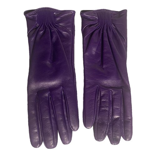 Pre-owned Prada Leather Gloves In Purple