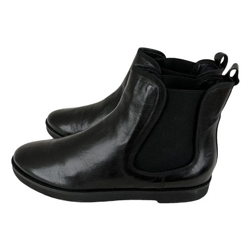 Pre-owned Pretty Ballerinas Leather Ankle Boots In Black