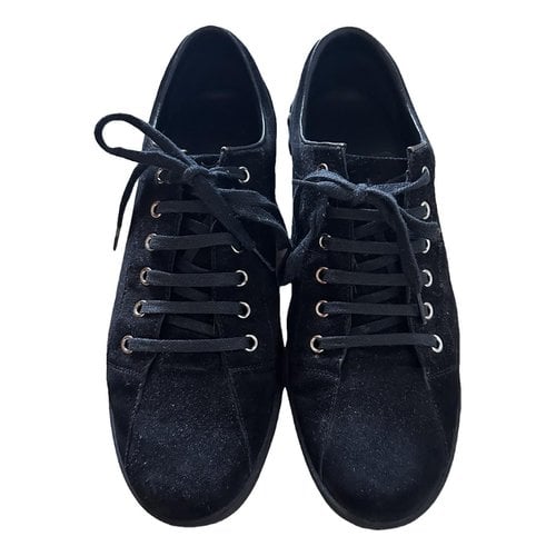 Pre-owned Gucci Velvet Trainers In Black