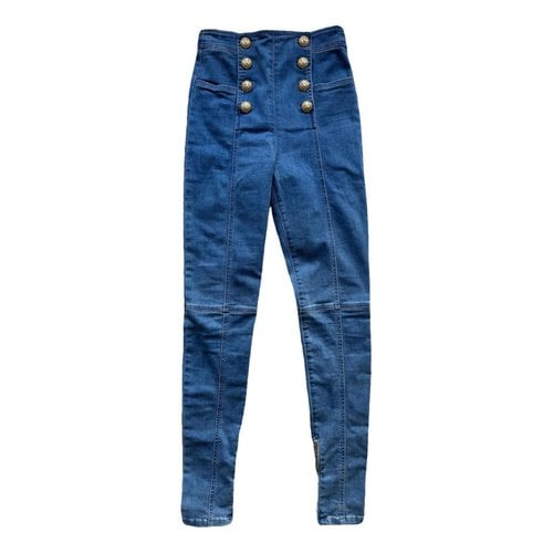 Pre-owned Balmain Slim Pants In Blue
