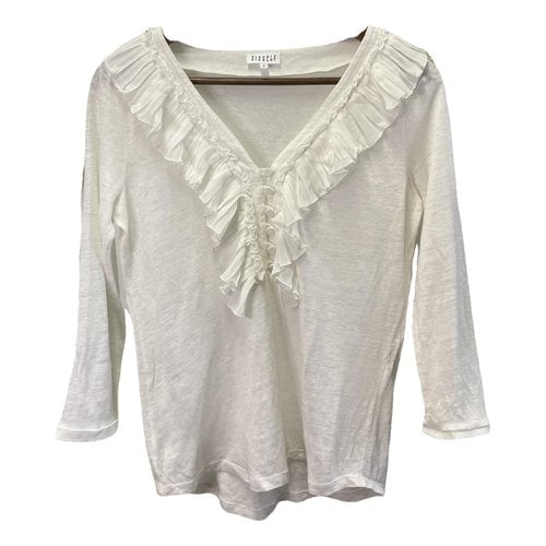 Pre-owned Claudie Pierlot Linen Blouse In White