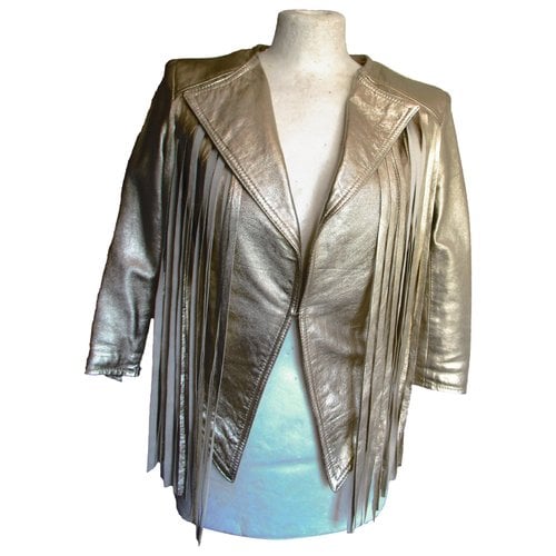 Pre-owned Mangano Leather Short Vest In Gold