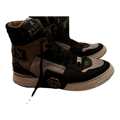 Pre-owned Philipp Plein Luxury Leather High Trainers In Black