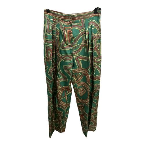 Pre-owned Ferragamo Silk Trousers In Green