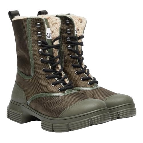 Pre-owned Ganni Boots In Khaki