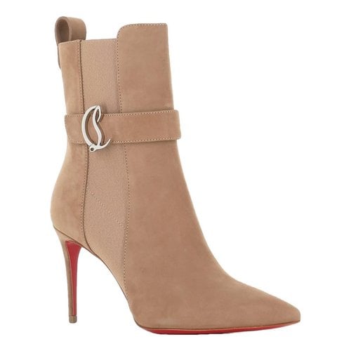Pre-owned Christian Louboutin Ankle Boots In Beige