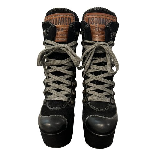 Pre-owned Dsquared2 Lace Up Boots In Black
