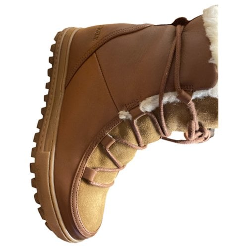 Pre-owned Aigle Leather Snow Boots In Camel