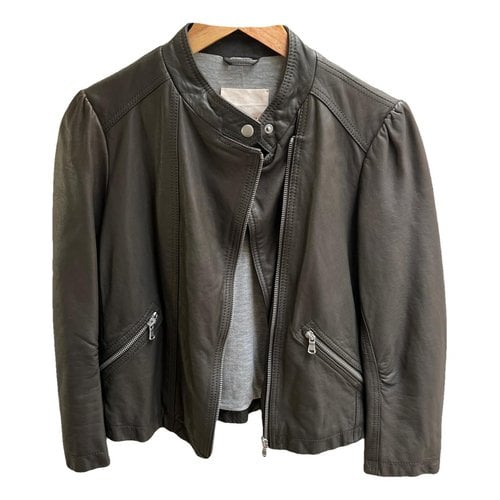 Pre-owned Rebecca Taylor Leather Biker Jacket In Grey