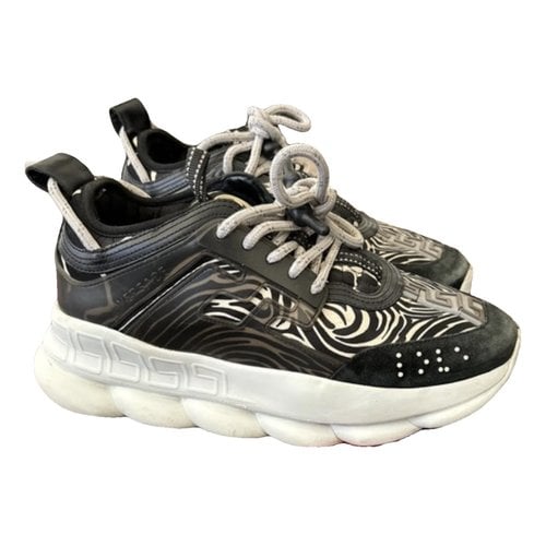 Pre-owned Versace Chain Reaction Trainers In Black