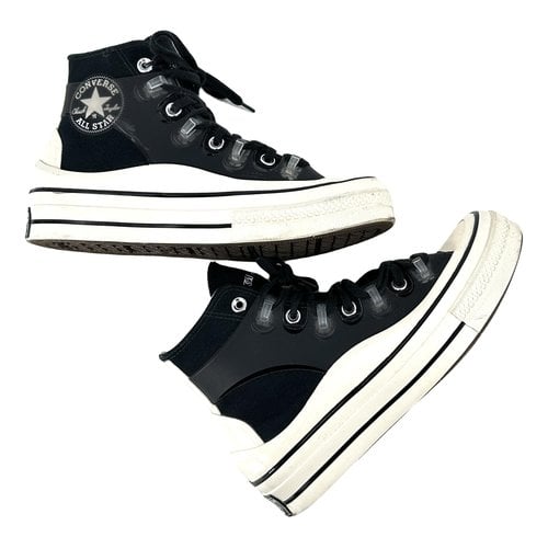 Pre-owned Converse Cloth Lace Ups In Black